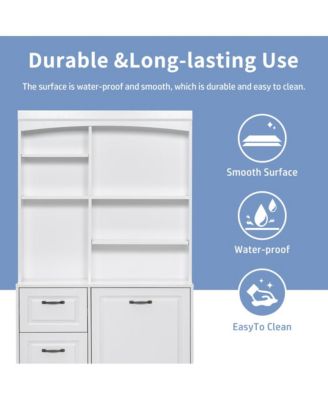 70.9" Tall MDF Freestanding Organizer Bathroom Tilt-Out Hamper Cabinet