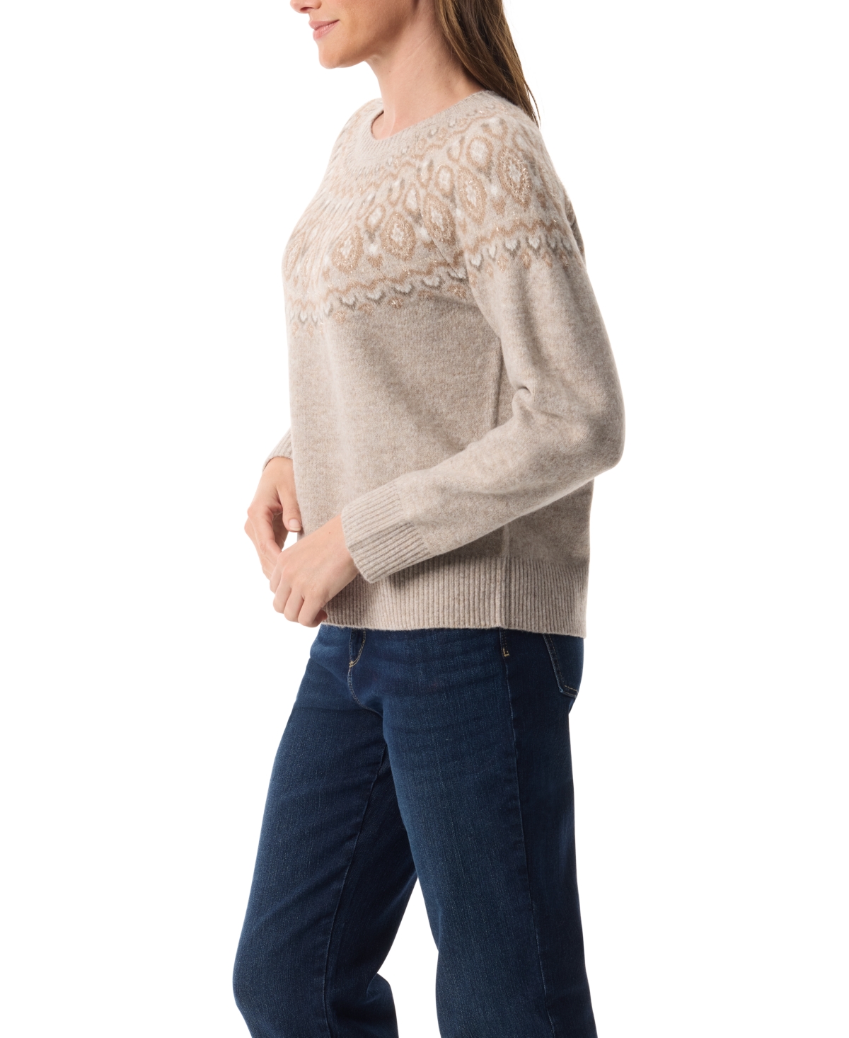 Gloria Vanderbilt Women's Juna Fair Isle Long Sleeves Sweater In Neutral