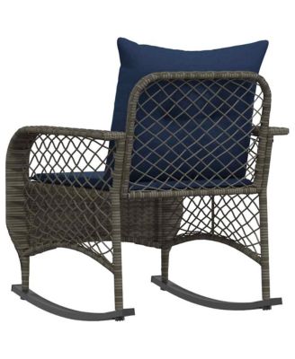 Patio Rocking Chair with Cushions Gray Poly Rattan