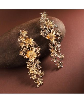 Metallic Flora Drop Earrings
