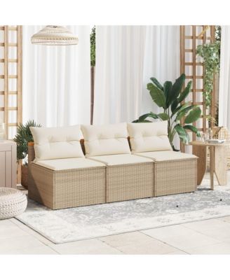 Garden Sofa Beige PE rattan Medium Modular Garden Sofa Square