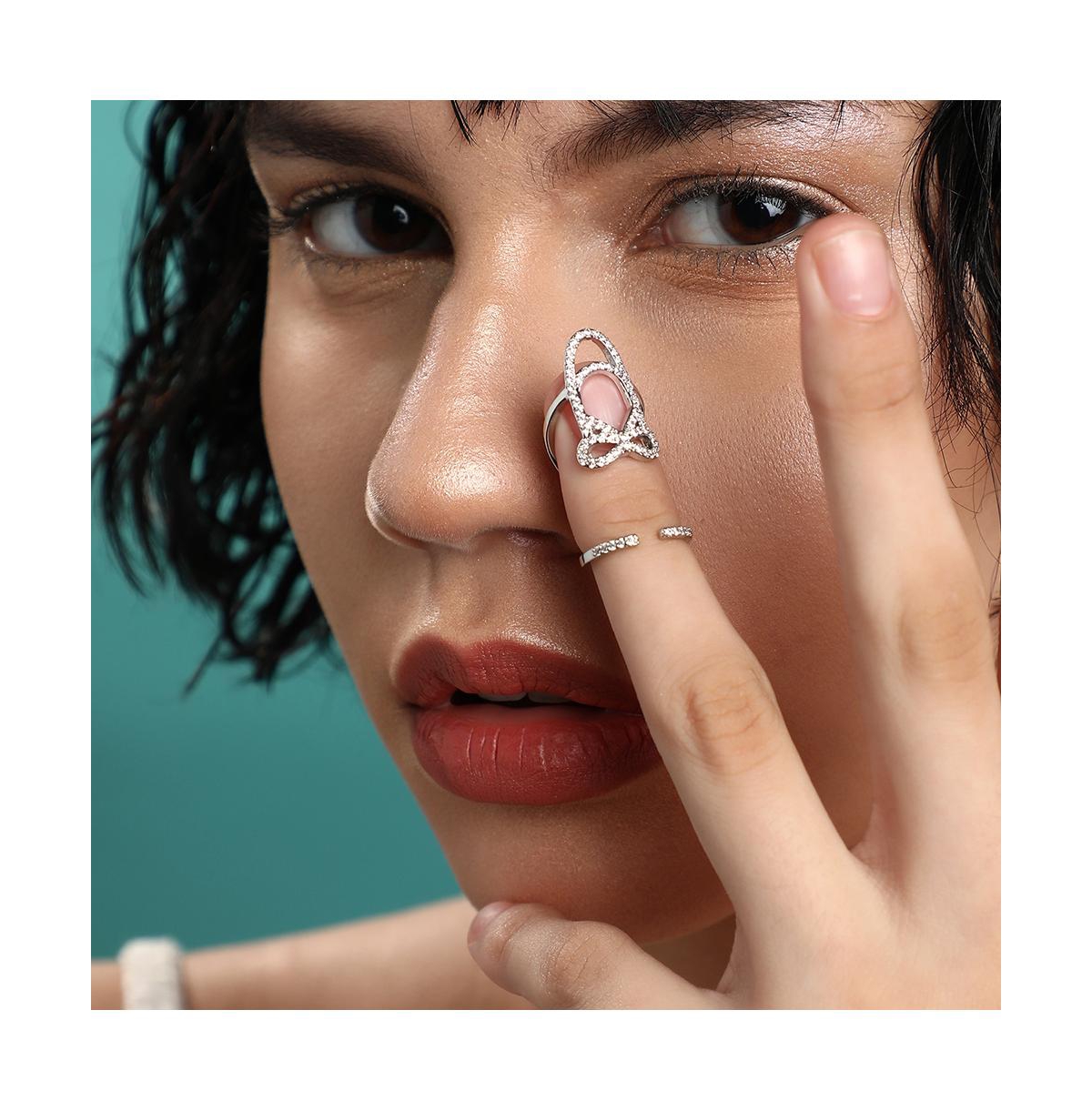 Sohi Party Nail Ring In Silver