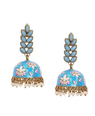 Floral-Enamel Drop Earrings
