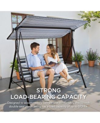 2-Seat Patio Metal Proch Swing With Adjustable Canopy