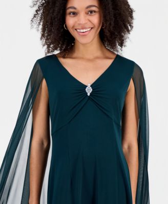 Women's Rhinestone-Trim Cape-Overlay Dress