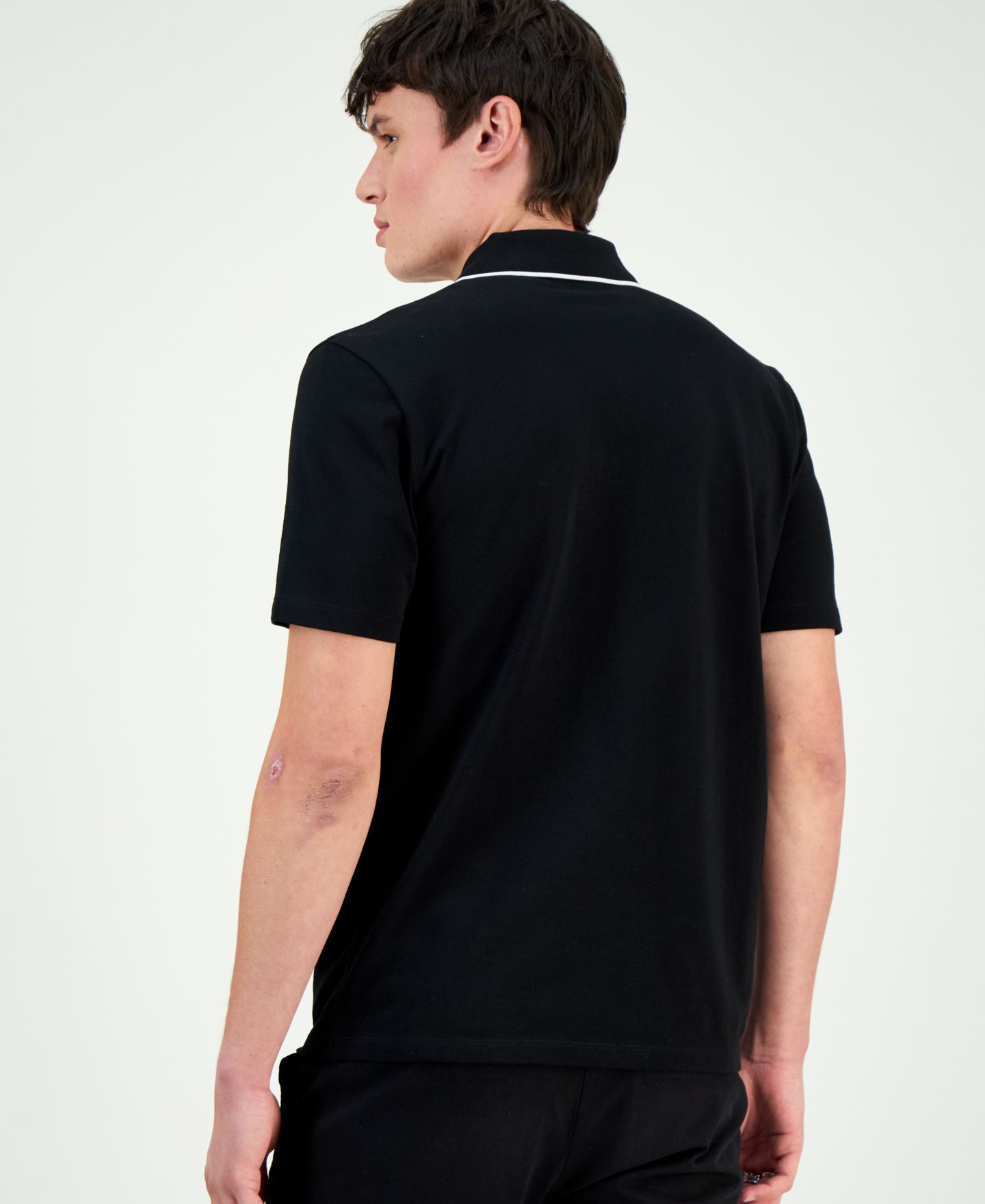Мужские поло HUGO by Hugo Boss Dalombi Button-Placket Polo Shirt, цвет: Чёрный / Белый — фото 3
