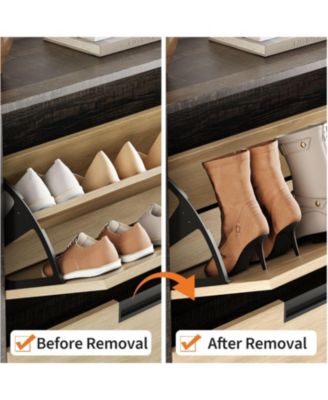 Shoe Cabinet Storage with 4 Flip Drawers, Freestanding Shoe Storage Organizer Cabinet for Entryway, Narrow Shoe Rack