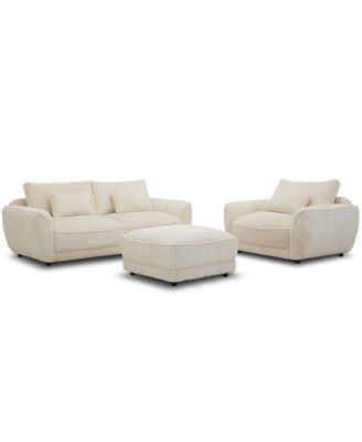 Utopia - Mega Ivory Ottoman with Casters