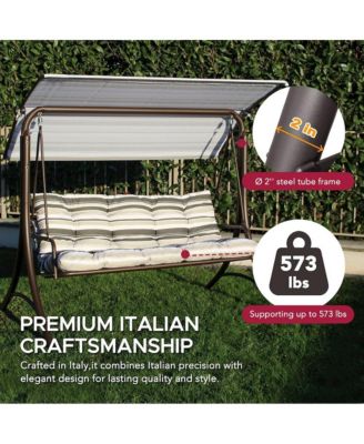 3-Person Deluxe Outdoor Patio Garden Steel Frame Swing