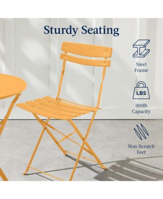 3-Piece Folding Patio Bistro Set with 2 Chairs and Table