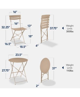 3-Piece Folding Patio Bistro Set with 2 Chairs and Table