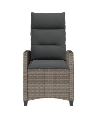 Reclining Garden Chair Grey PE rattan Medium Height-Adjustable