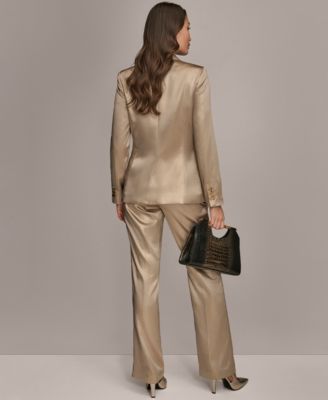 Donna Karen New York Women's Metallic Blazer and Metallic Straight Leg Pant