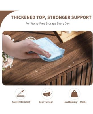 Shoe Cabinet，Large Shoe Cabinet with 3 Doors,Adjustable Shelves, Shoe Organizer with Doors for Hallway, Entryway, Living Room,Nut-Brown