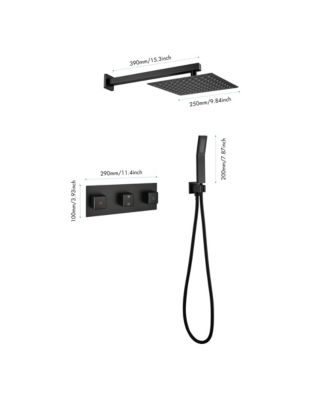 Brass Matte Black Shower Faucet Set Shower System 10 Inch Rainfall Shower Head with Handheld Sprayer Bathroom Luxury Rain Mixer Combo Set