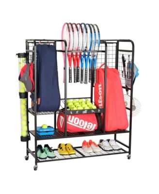 Tennis Equipment Storage Rack - Organizer for Rackets, Balls & Bags for Garage, Club or School