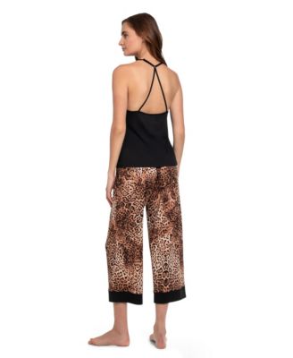 Women's 3-Piece Leopard Skin Knit Pajama Set
