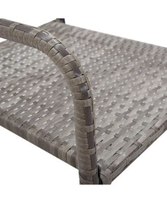 Garden Dining Chair Set of 2 Grey Poly Rattan, Steel Standard