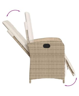 Reclining Garden Chair Beige Poly Rattan Medium