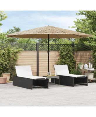 Garden Parasol Brown Polyester, Powder-Coated Steel Large