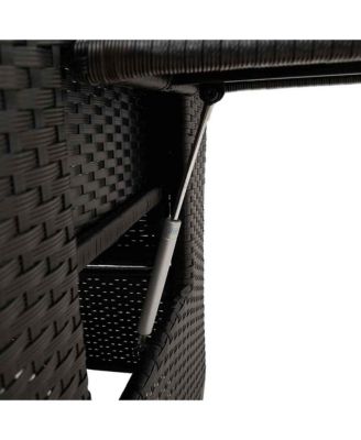 Reclining Garden Chair Black PE rattan, powder-coated steel Medium