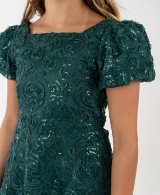 Girls' 7-16 Soutache Short Sleeve A-Line Dress