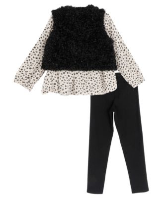 Girls' 2T-6X Top, Vest and Leggings, 3-Piece Set