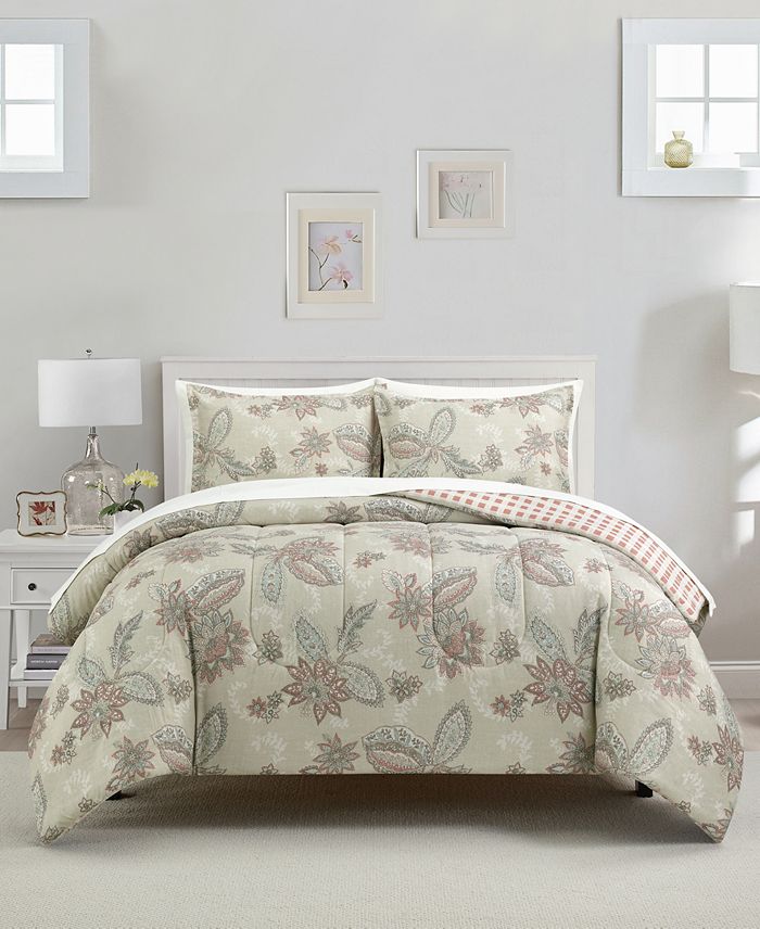 3-Piece Juniper Reversible Comforter Sets (Taupe Multi, Various Size)