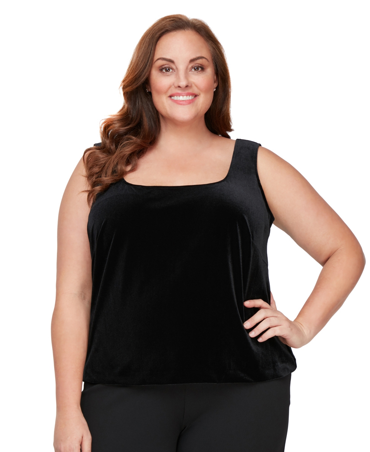 Alex Evenings Plus Size Velvet Blazer & Sleeveless Top In Black