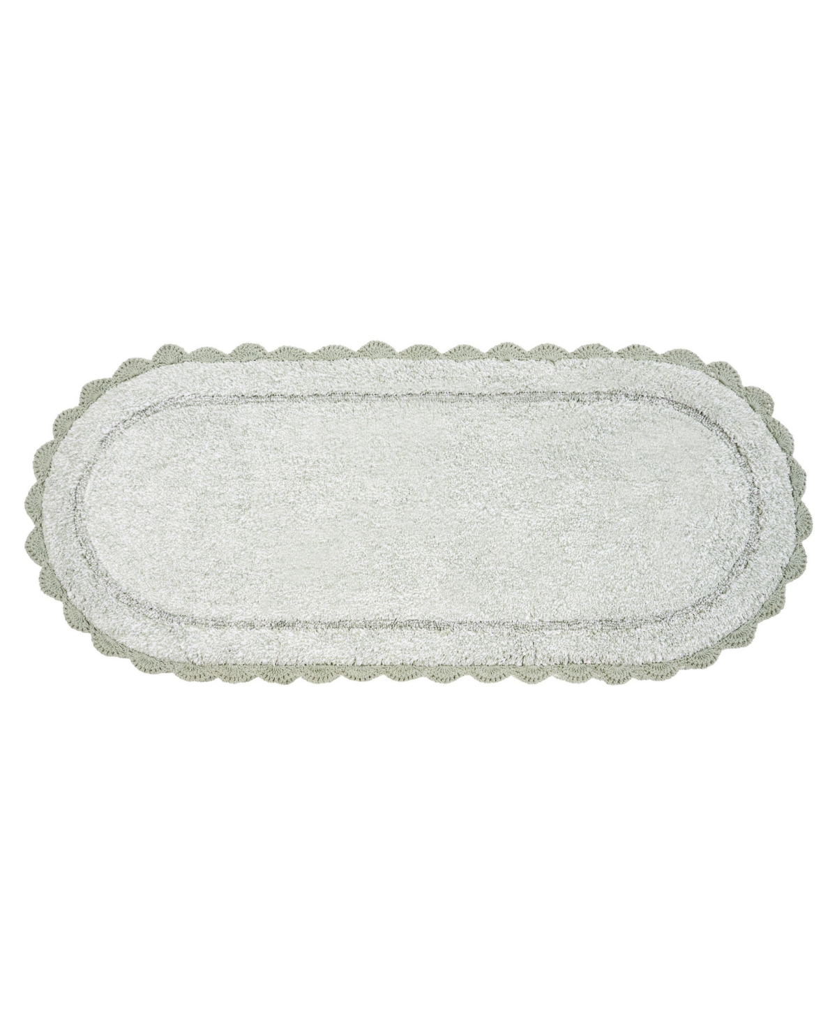 Laura Ashley Crochet Cotton Bath Rug, 24" X 60" In Green