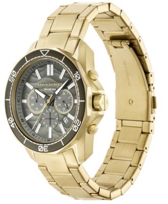 Armani Exchange Men's Chronograph Gold-Tone Stainless Steel Watch, 44mm