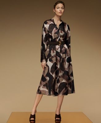 Women's Belted Printed Shirtdress