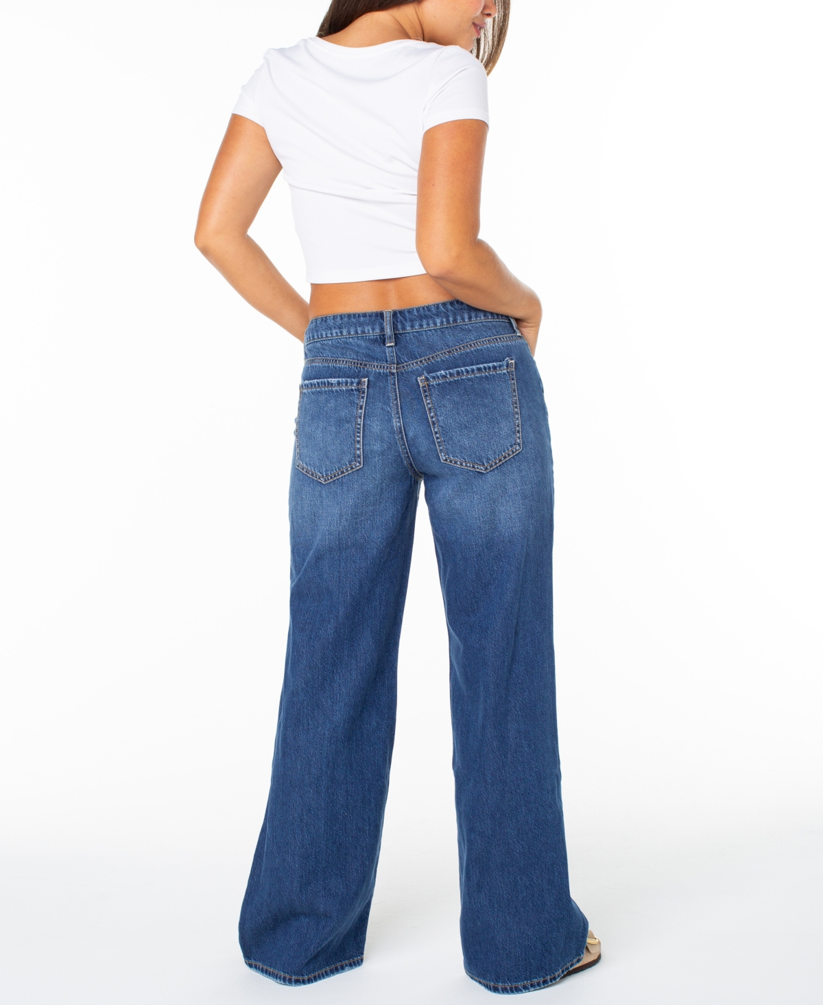 Celebrity Pink Juniors' High-rise Slouchy Flare Jeans In Blue