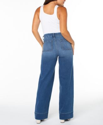 Juniors' High-Rise Wide-Leg Patch-Pocket Jeans 