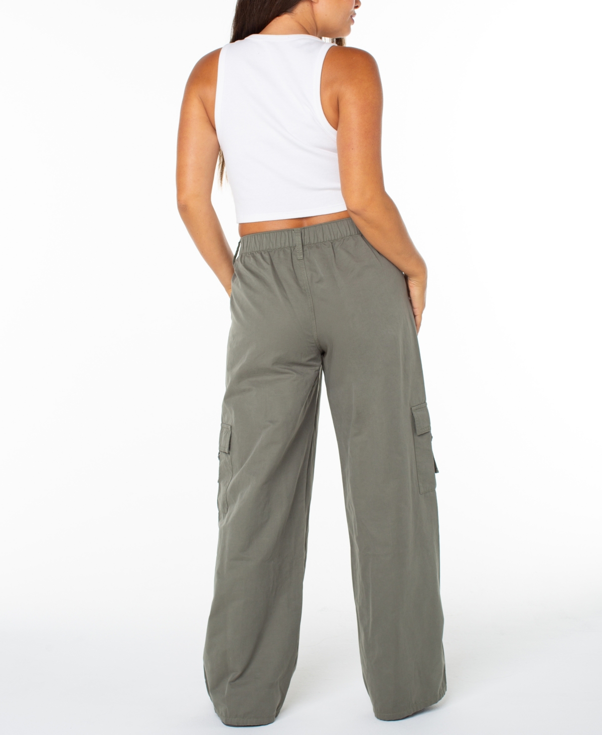 Celebrity Pink Juniors' Drawstring Cargo Utility Pants In Gray