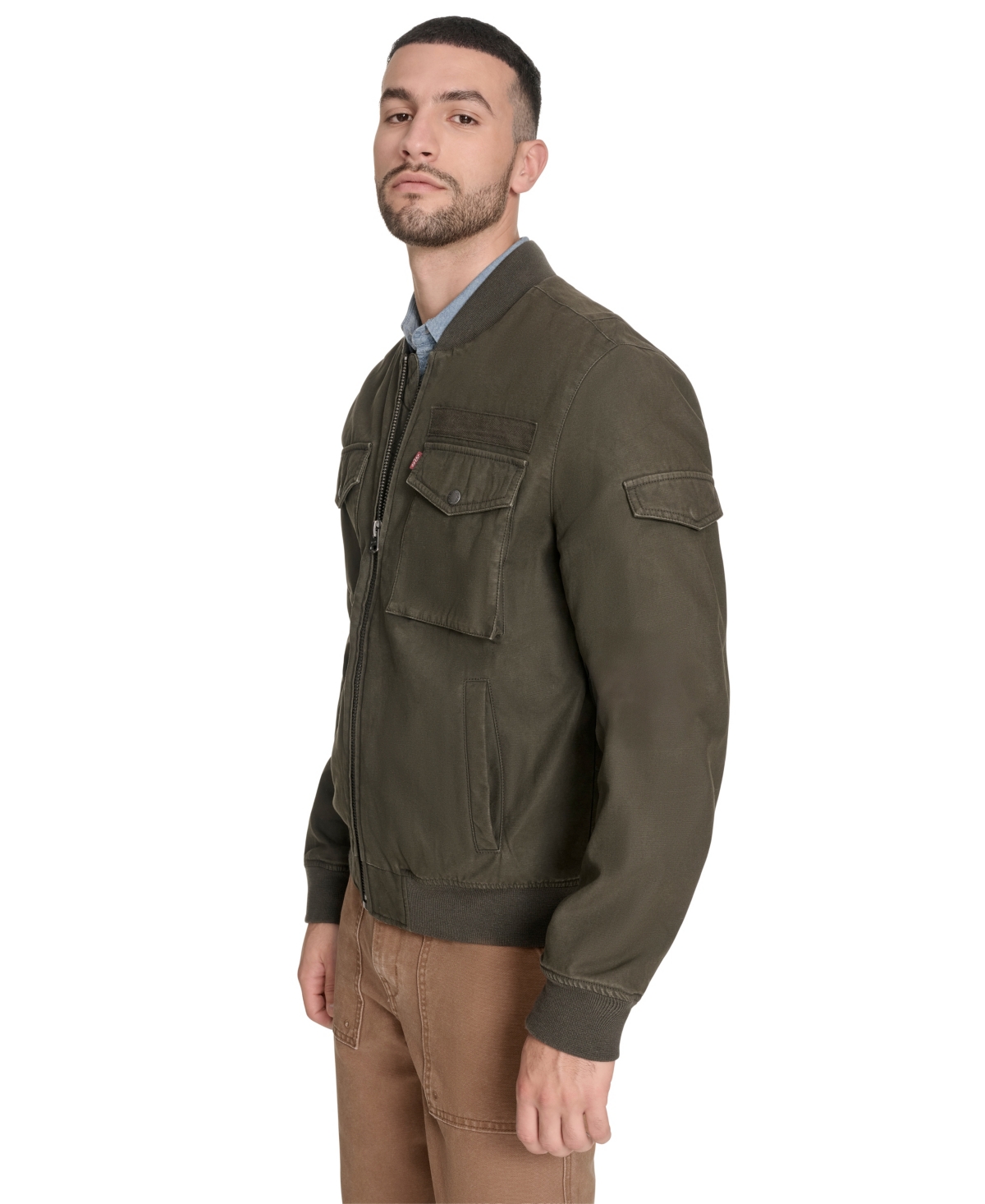 Levi's Men's Cotton Military Bomber In Green