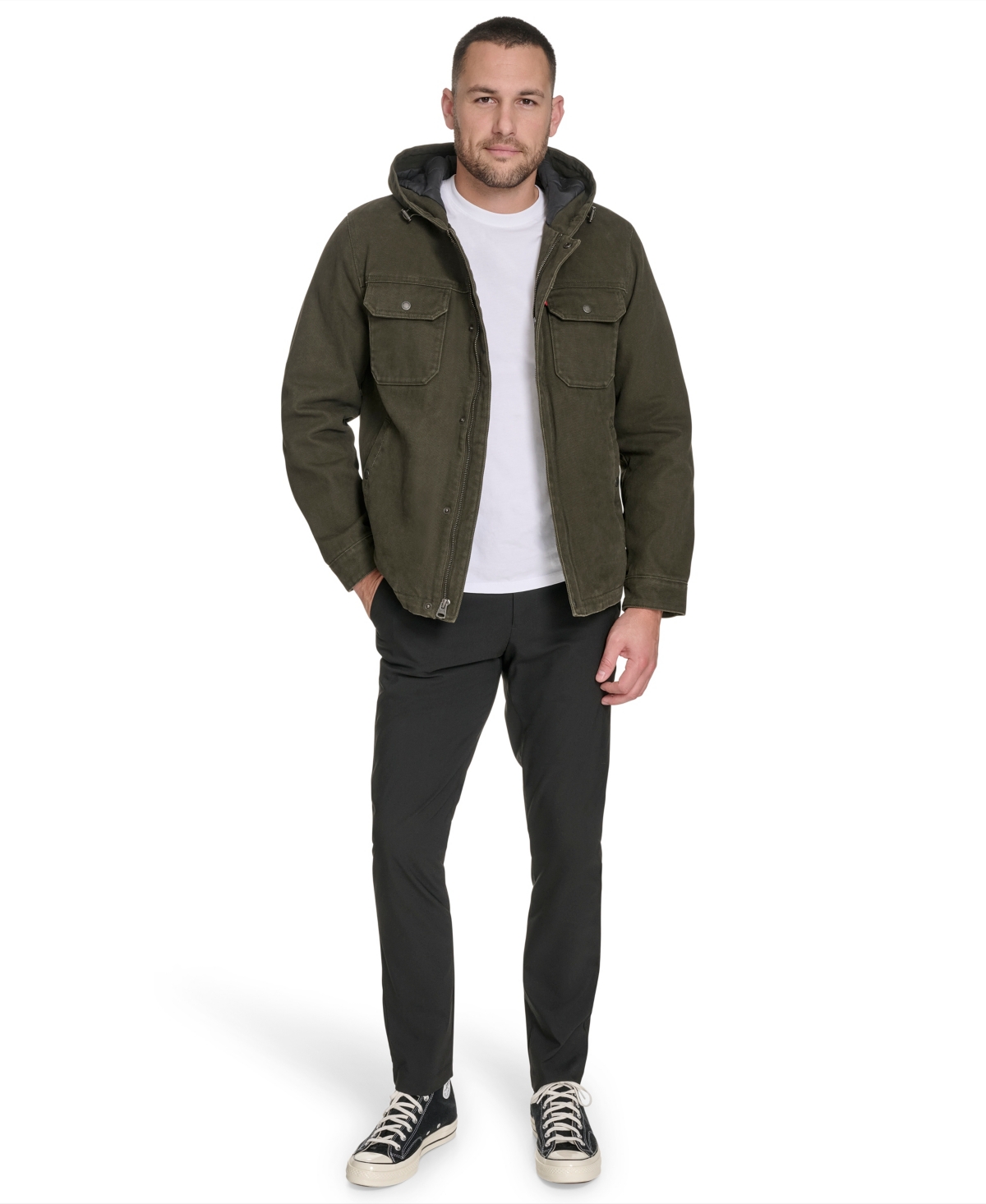 Levi's Men's Cotton Canvas Hood Jacket In Green