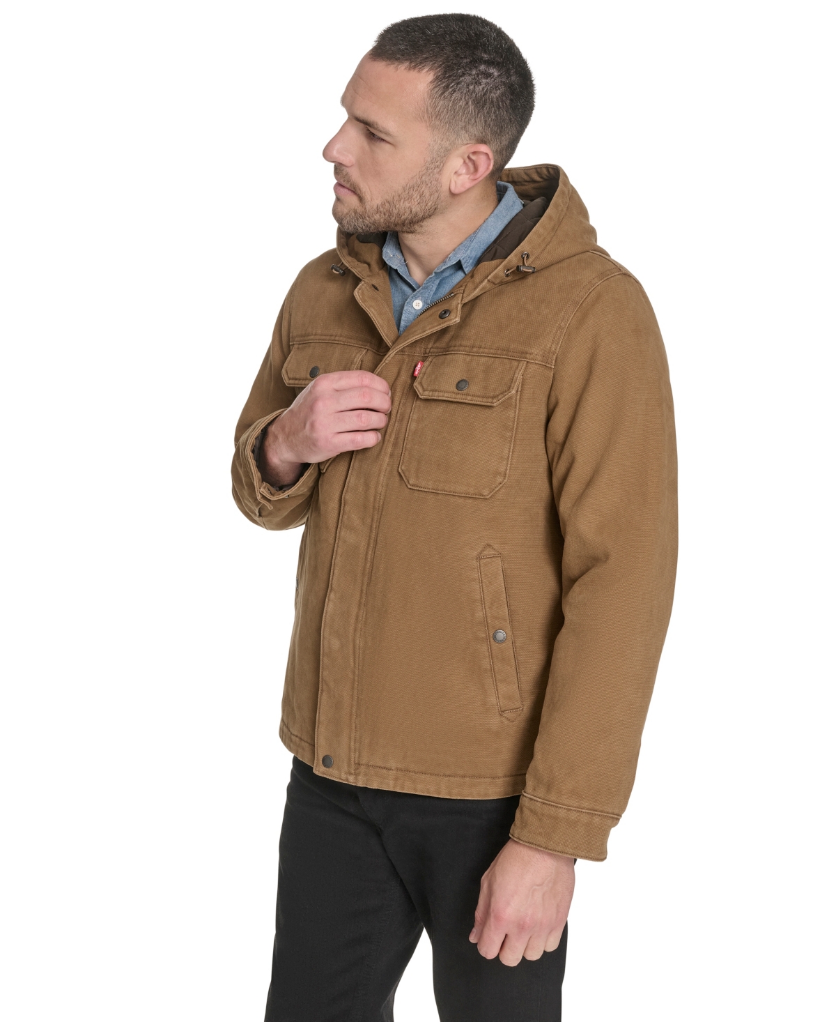 Levi's Men's Cotton Canvas Hood Jacket In Brown