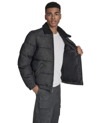 Men's Denim Quilted Sherpa Collar Jacket