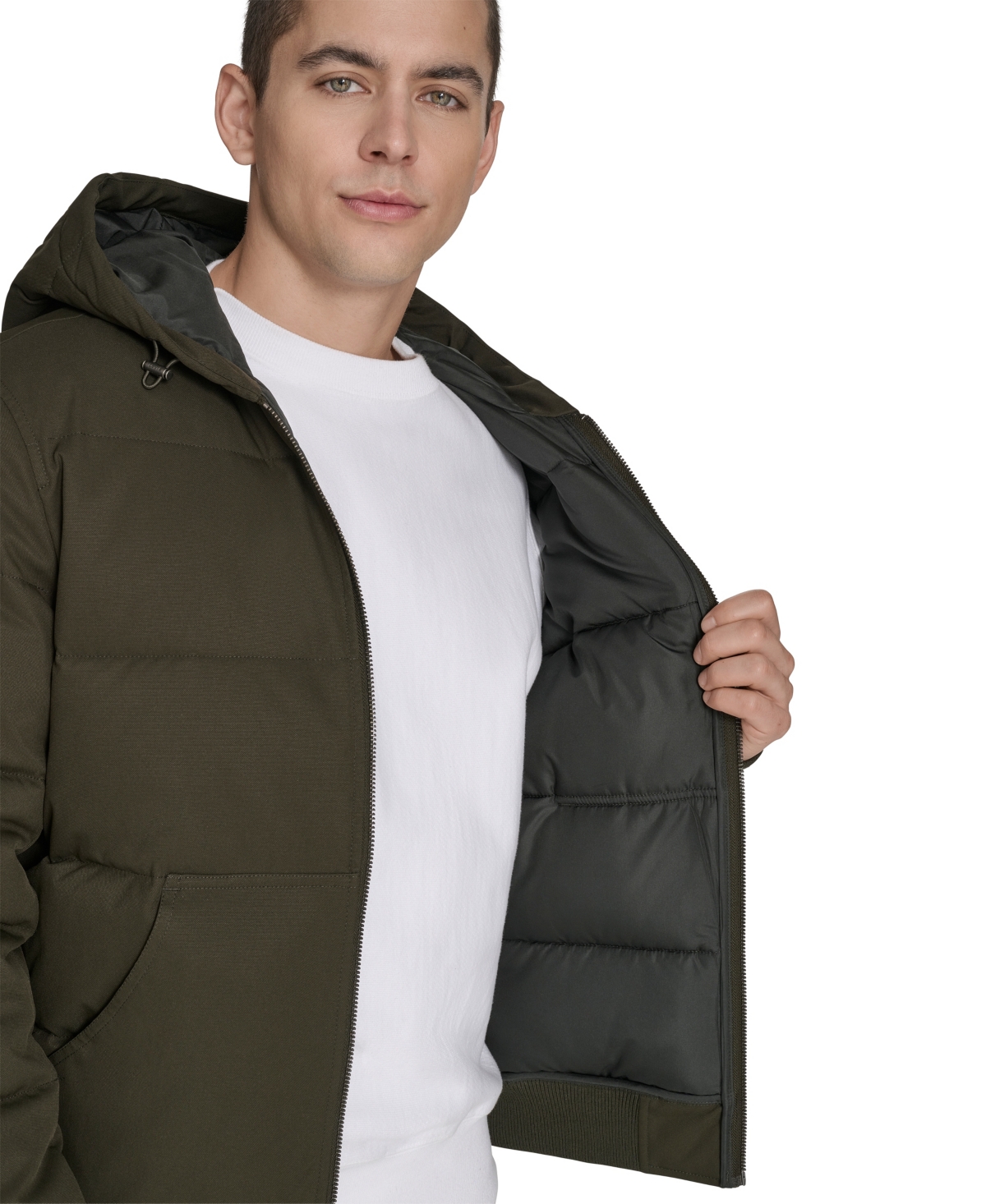 Levi's Quilted Puffer Hoodie Bomber Jacket In Green