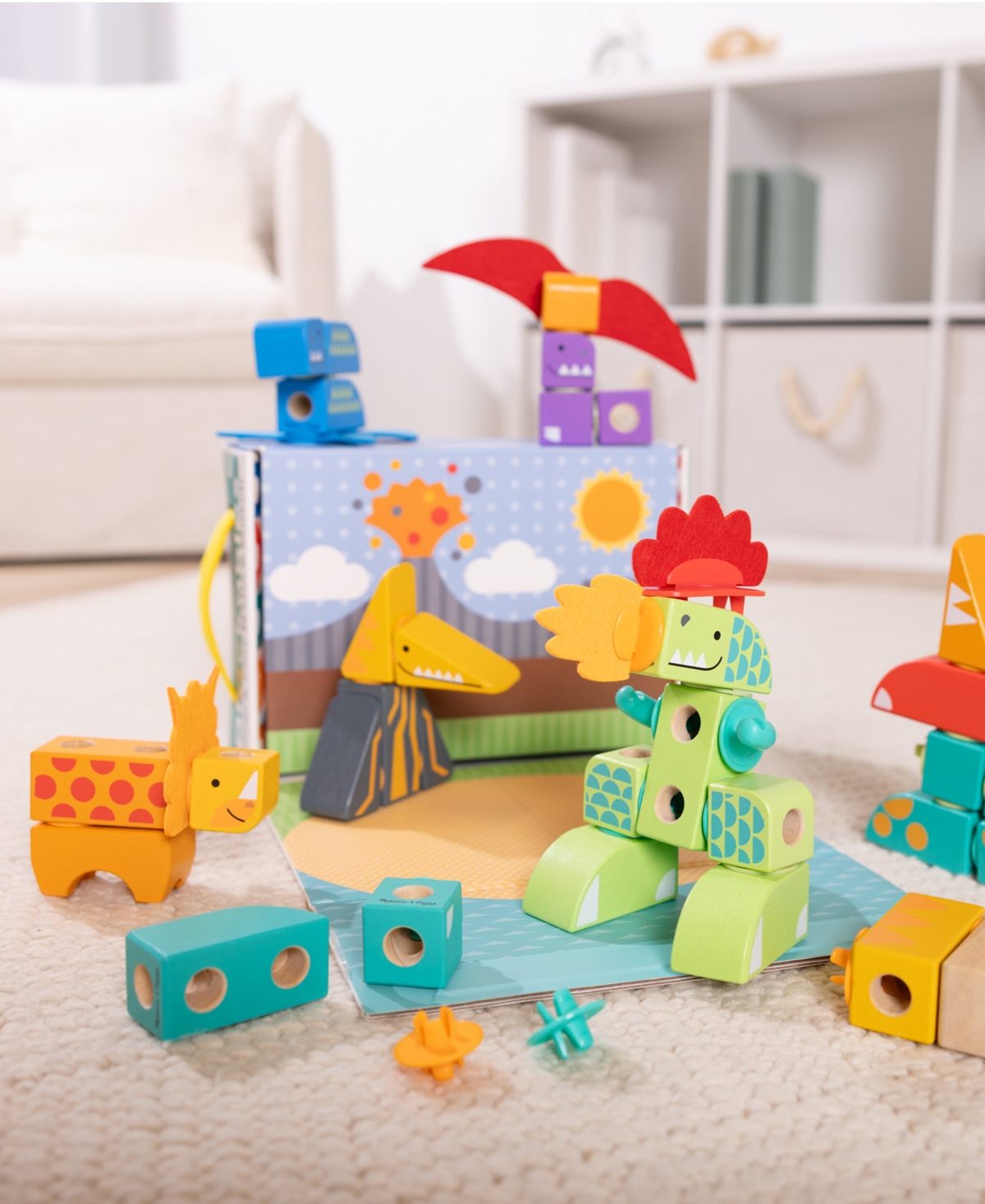 Melissa & Doug Dinosaur Blockables Play Set Toy In Multi