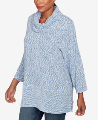 Plus Size Cowl Neck Spacedye Chenille Knit Top