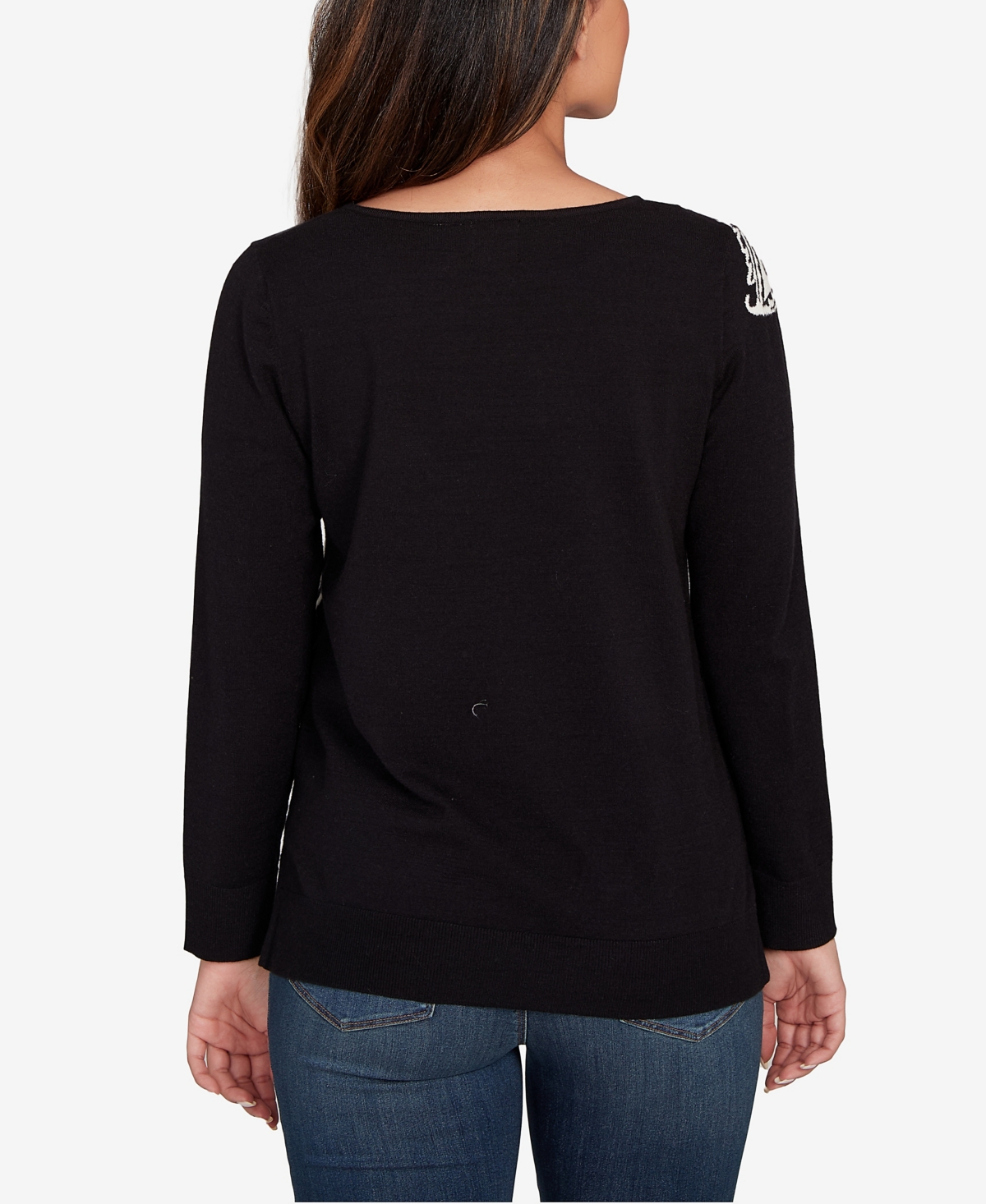 Ruby Rd. Plus Size Floral Paisley Jacquard Sweater In Black