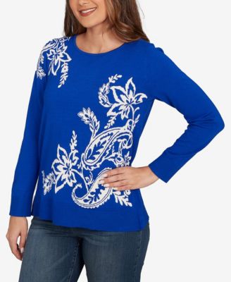 Plus Size Floral Paisley Jacquard Sweater
