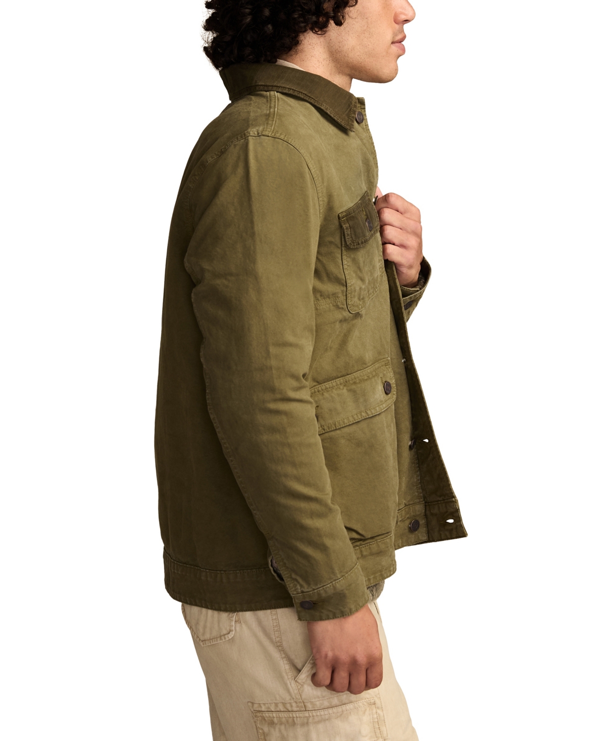 Lucky Brand Men's Jungle Green Long Sleeve Spread Collar Jacket In Brown