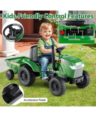 2-in-1 Kids Ride On Tractor 12V Battery Powered Toy Car w/ Remote Control Grayish