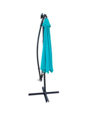 10 Ft Solar LED Patio Umbrella with Crank Tilt and Cross Base