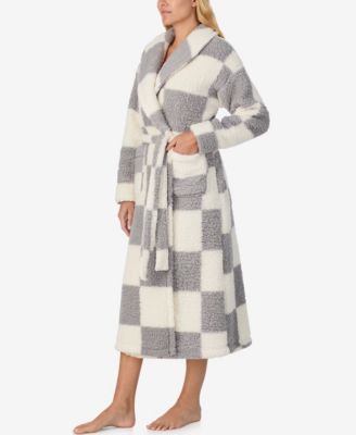 Women's Ultra-Cozy Belted Check Wrap Short Robe