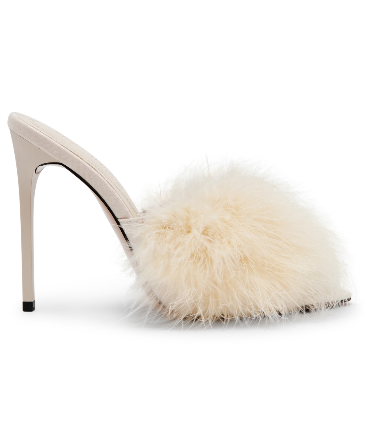 Steve Madden Women's Ashbey Feather Stiletto Dress Mules In Neutral