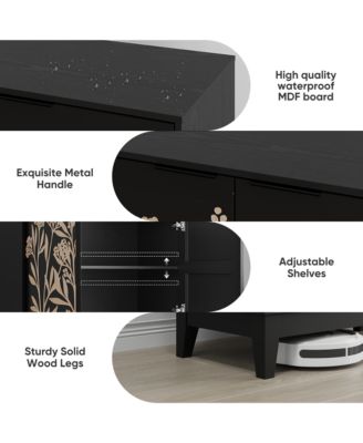 31.5" 1-Pc. Vintage Carved Buffet Cabinet with Adjustable Shelves and 2 Doors